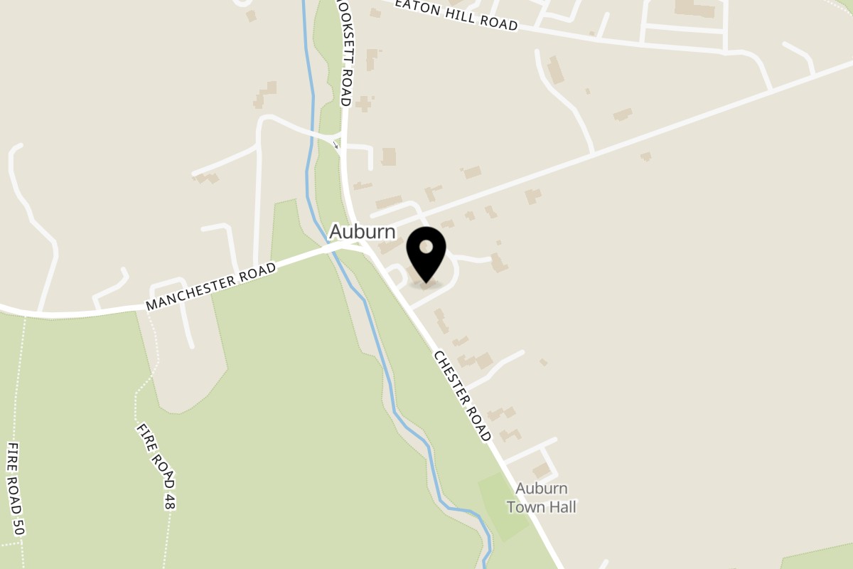 Map showing the location of Auburn House of Pizza on 15 Chester Rd in Auburn